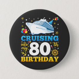 Bóton Redondo 7.62cm Cruzando Na Minha Ronda De 80 Festas de aniversári