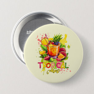 Bóton Redondo 7.62cm Cubos Tropicais - Frutas de Aquarelas do Verão Vib
