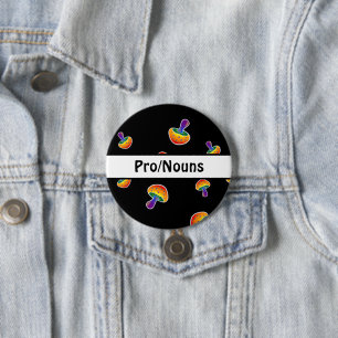 Bóton Redondo 7.62cm Customizable LGBTQIA Pride Mushroom Pronouns