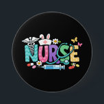 Bóton Redondo 7.62cm Cute Easter Nurse Medical Humor<br><div class="desc">Colorful lettering with a nurse hat,  stethoscope,  flowers and playful medical symbols. A cheerful graphic celebrating caring nurses and healthcare professionals during the Easter season with a bright and friendly hospital atmosphere.</div>