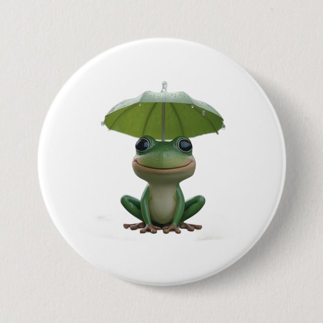 Bóton Redondo 7.62cm Cute Frog Pin for Kids – Funny Frog Button Badge (Frente)