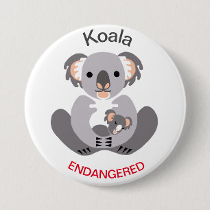 Bóton Redondo 7.62cm Cute - KOALA - Animal em perigo - Natureza -