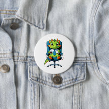Cute Office Dragon Pin | Funny Cartoon Badge