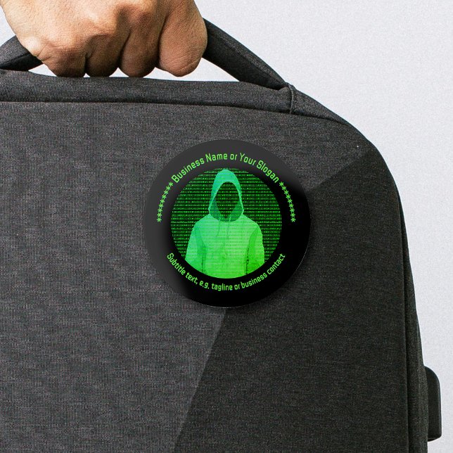 Bóton Redondo 7.62cm Cyber Security Themed Hooded Cara: Promo do Trade  (Criador carregado)