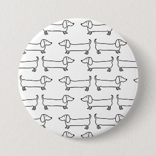 Bóton Redondo 7.62cm Dachshunds no botão preto-branco