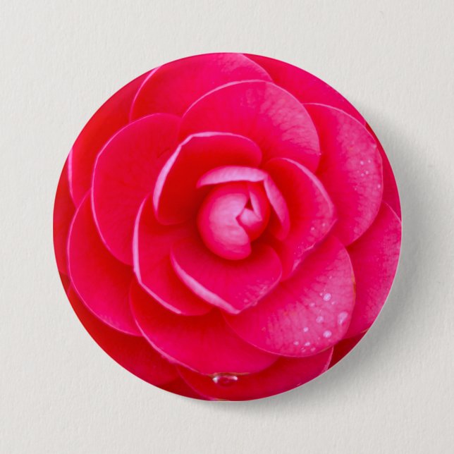 Bóton Redondo 7.62cm Dália Rosa Quente (Frente)