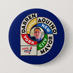 Bóton Redondo 7.62cm Darren Dione Aquino para o Mayor 2017 de NYC