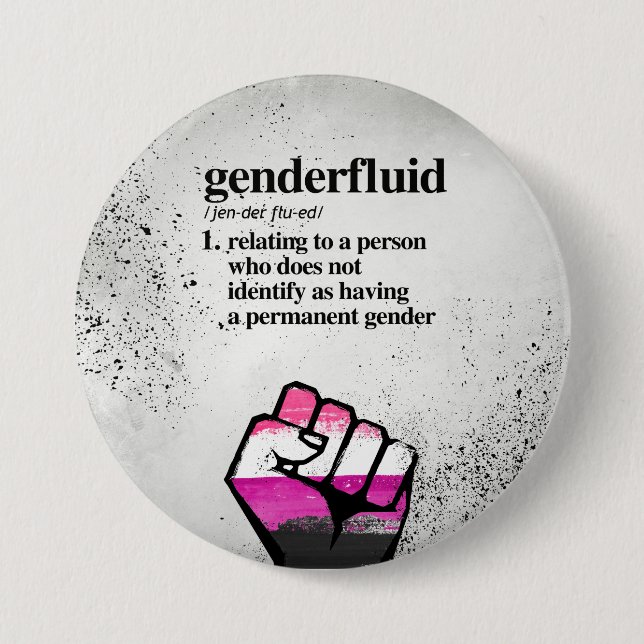 Bóton Redondo 7.62cm Definição de Genderfluid - termos definidos de (Frente)