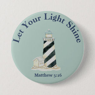 Bóton Redondo 7.62cm Deixe sua luz brilhar Matthew 5:16