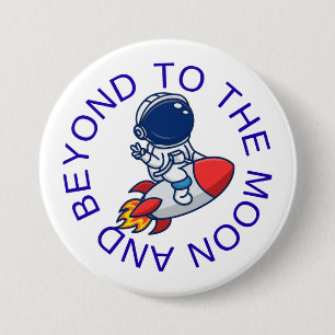 Bóton Redondo 7.62cm Design de Aventura Espacial de Foguete Astronauta