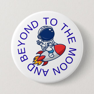Bóton Redondo 7.62cm Design de Aventura Espacial de Foguete Astronauta