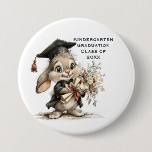 Bóton Redondo 7.62cm Design de Bunny de Graduação de Jardim de Infância