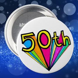 Bóton Redondo 7.62cm Design de Celebração de Aniversário de 50 Anos Ous