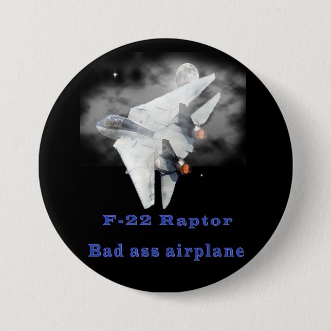 Bóton Redondo 7.62cm Design do raptor F-22 (Frente)