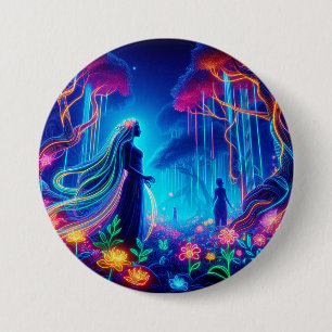 Bóton Redondo 7.62cm Deusa Neon Forest Of Light Fantasy conto de fadas