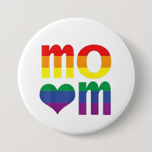 Bóton Redondo 7.62cm Dia de as mães LGBT do Orgulho LGBT do Arco-Íris