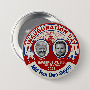 Bóton Redondo 7.62cm Dia de Inauguração de Trump Lembrança Slogan Perso