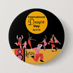 Bóton Redondo 7.62cm Dia Internacional da Dança Dia Mundial da Dança