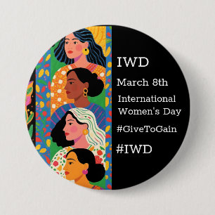 Bóton Redondo 7.62cm Dia Internacional da Mulher IWD #GivetoGain