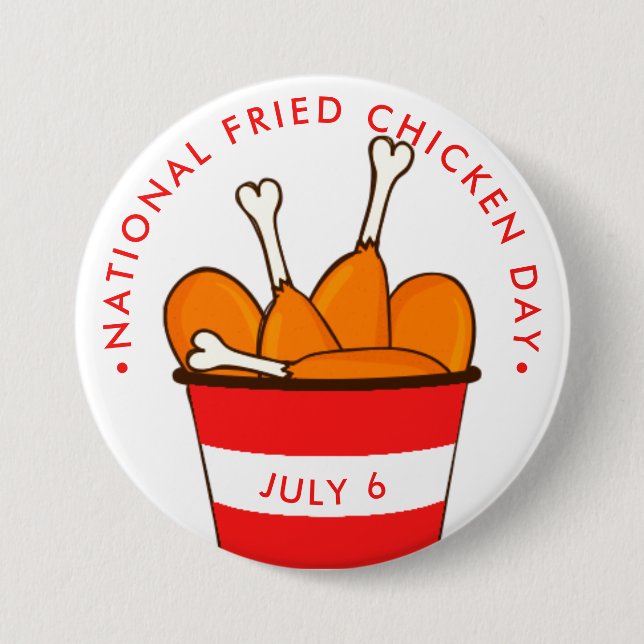 Bóton Redondo 7.62cm Dia Nacional da Galinha Fritada, balde das pernas (Frente)