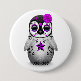 Bóton Redondo 7.62cm Dia roxo do branco inoperante do pinguim do crânio