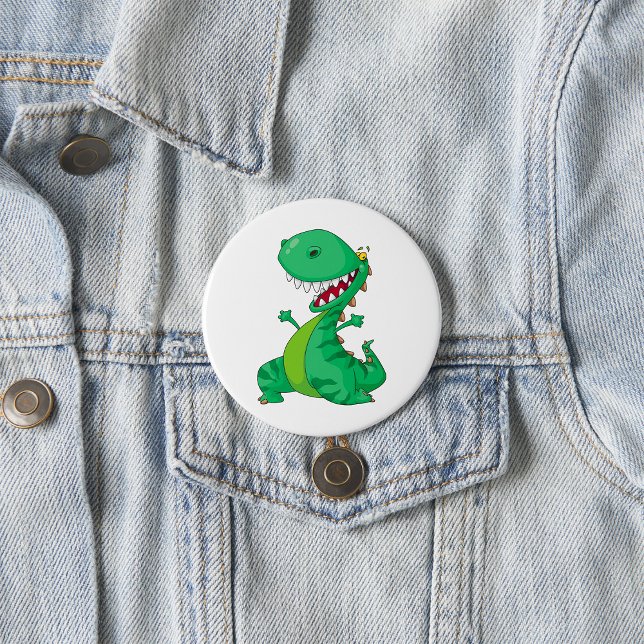 Bóton Redondo 7.62cm Dinosaur Cartoon Engraçado Rugindo T-Rex (Criador carregado)