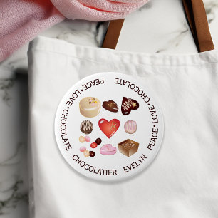 Bóton Redondo 7.62cm Doce Chique Colorido Paz Amor Chocolate Doce