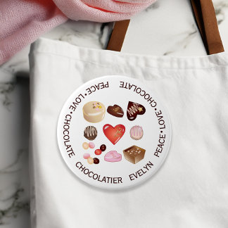 Bóton Redondo 7.62cm Doces personalizados de chocolate com amor à paz
