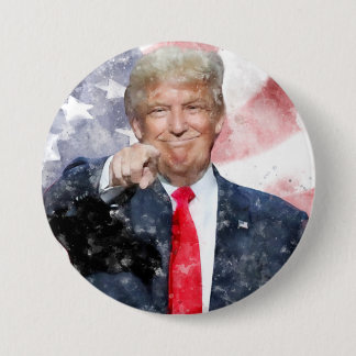 Bóton Redondo 7.62cm Donald Trump apontando a bandeira americana