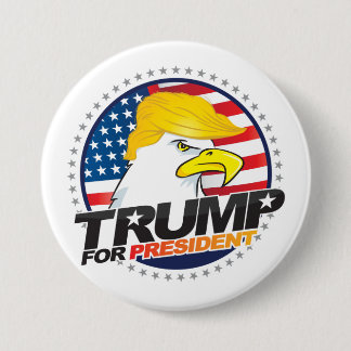 Bóton Redondo 7.62cm Donald Trump Para Presidente Eagle Hair Button