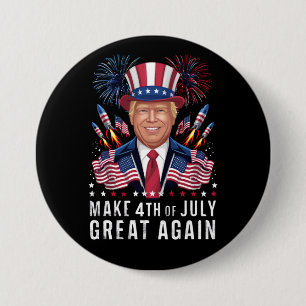 Bóton Redondo 7.62cm Donald Trump Torna 4 De Julho Grande Novamente