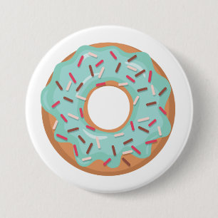 Bóton Redondo 7.62cm Donut Glacê Azul Com Granulado