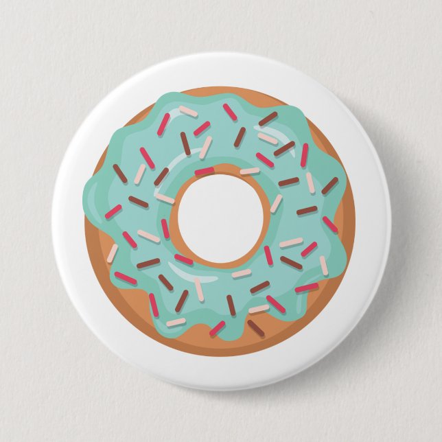 Bóton Redondo 7.62cm Donut Glacê Azul Com Granulado (Frente)