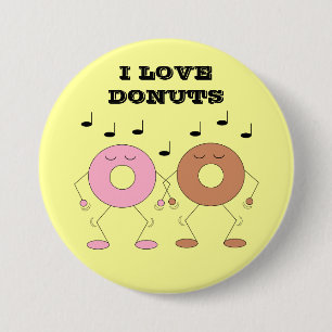Bóton Redondo 7.62cm Donuts Dançantes Amarelos