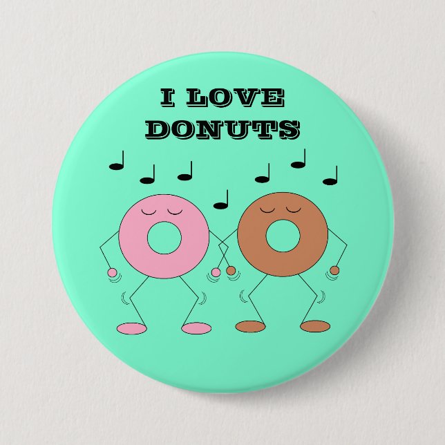 Bóton Redondo 7.62cm Donuts Dançantes Verde Menta (Frente)