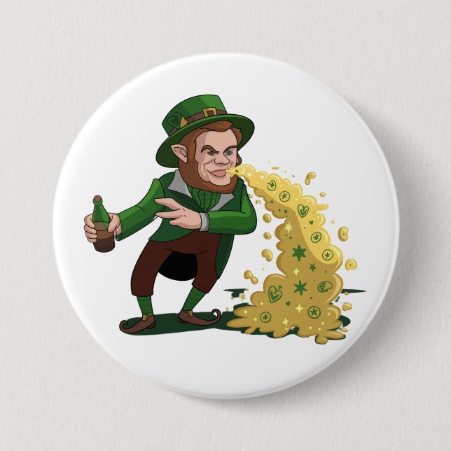 Bóton Redondo 7.62cm Duende Irlandês Jogando Biscoitos da Sorte Engraça (Frente)