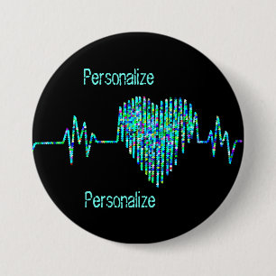 Bóton Redondo 7.62cm ECG coração médico linha kg