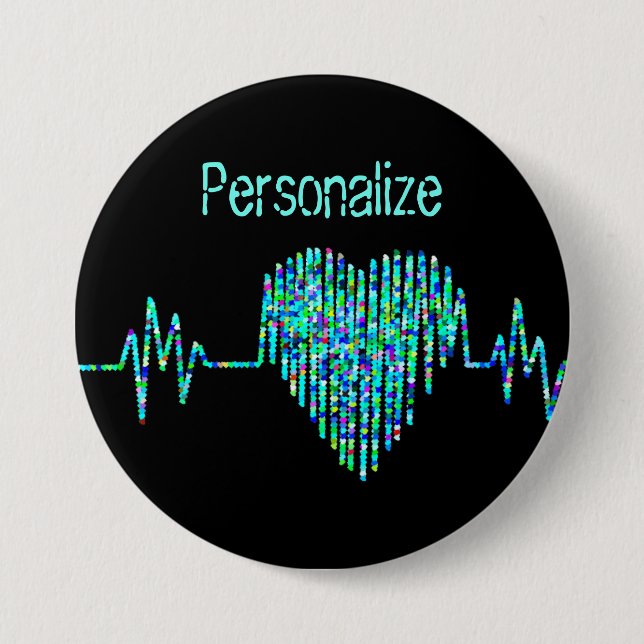 Bóton Redondo 7.62cm ECG coração médico linha kg (Frente)