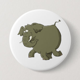 Bóton Redondo 7.62cm Elefante Cinza Fofo Gordinho Animal da Selva