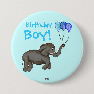 Bóton Redondo 7.62cm Elefante de Celebração (azul)
