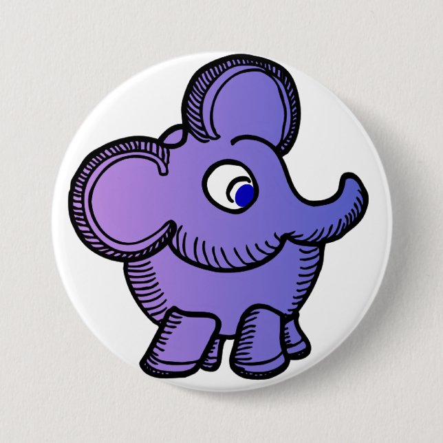 Bóton Redondo 7.62cm Elefante roxo (Frente)