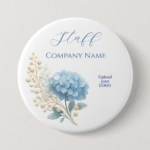 Bóton Redondo 7.62cm Elegante Blue Hydrangea Obrigado Logotipo adesivo