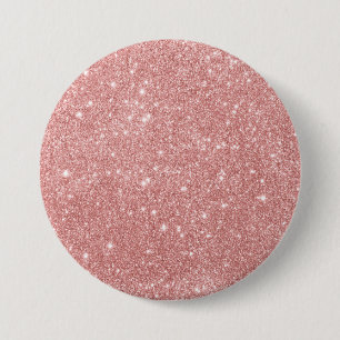 Bóton Redondo 7.62cm Elegante Rosa de Lúpulo Glitter Faux Glitter