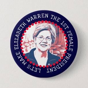 Bóton Redondo 7.62cm ELIZABETH WARREN 2020 Botão de Eleição Presidencia