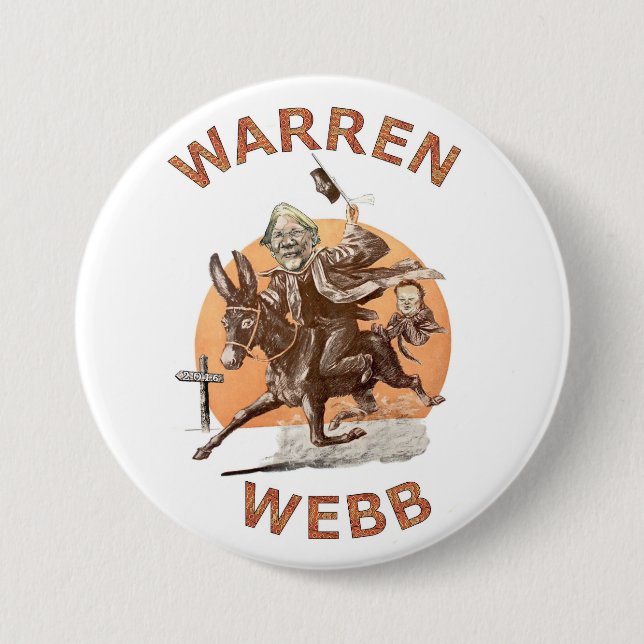 Bóton Redondo 7.62cm Elizabeth Warren e Jim Webb em 2016 (Frente)