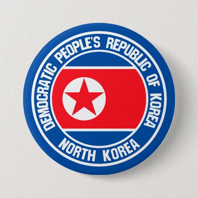 Bóton Redondo 7.62cm Emblem redonda da Coreia do Norte (Frente)