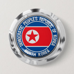 Bóton Redondo 7.62cm Emblem redonda da Coreia do Norte