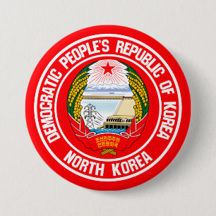 Bóton Redondo 7.62cm Emblem redonda da Coreia do Norte