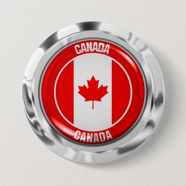 Bóton Redondo 7.62cm Emblem redonda do Canadá (Frente)