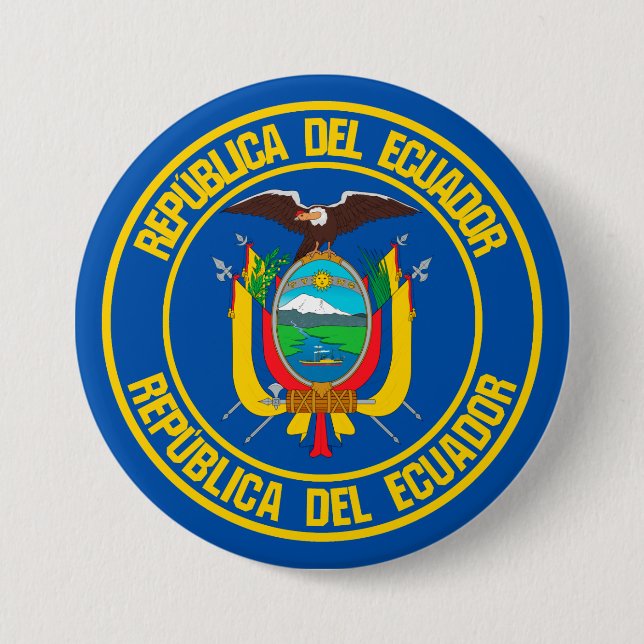 Bóton Redondo 7.62cm Emblem redondo do Equador (Frente)